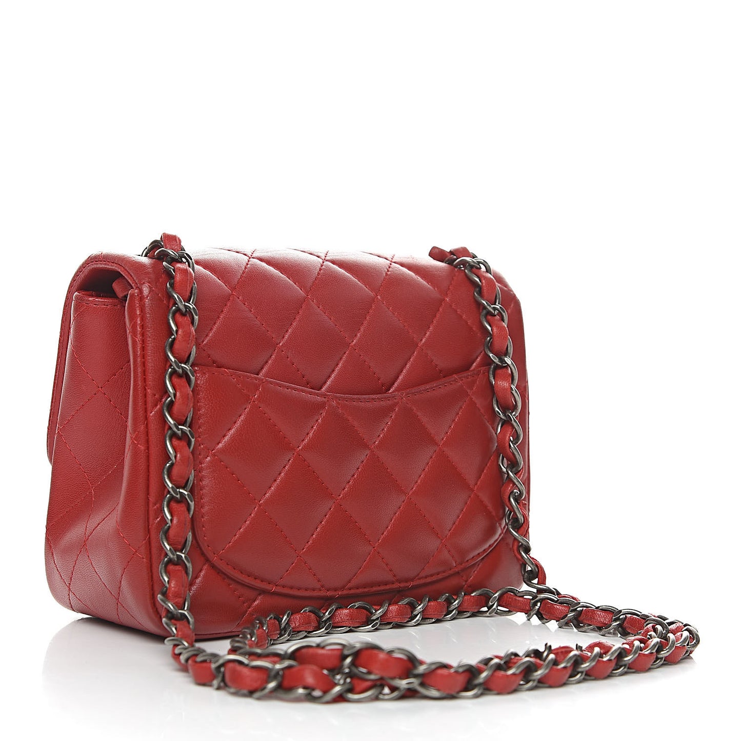 Lambskin Quilted Mini Square Flap Red