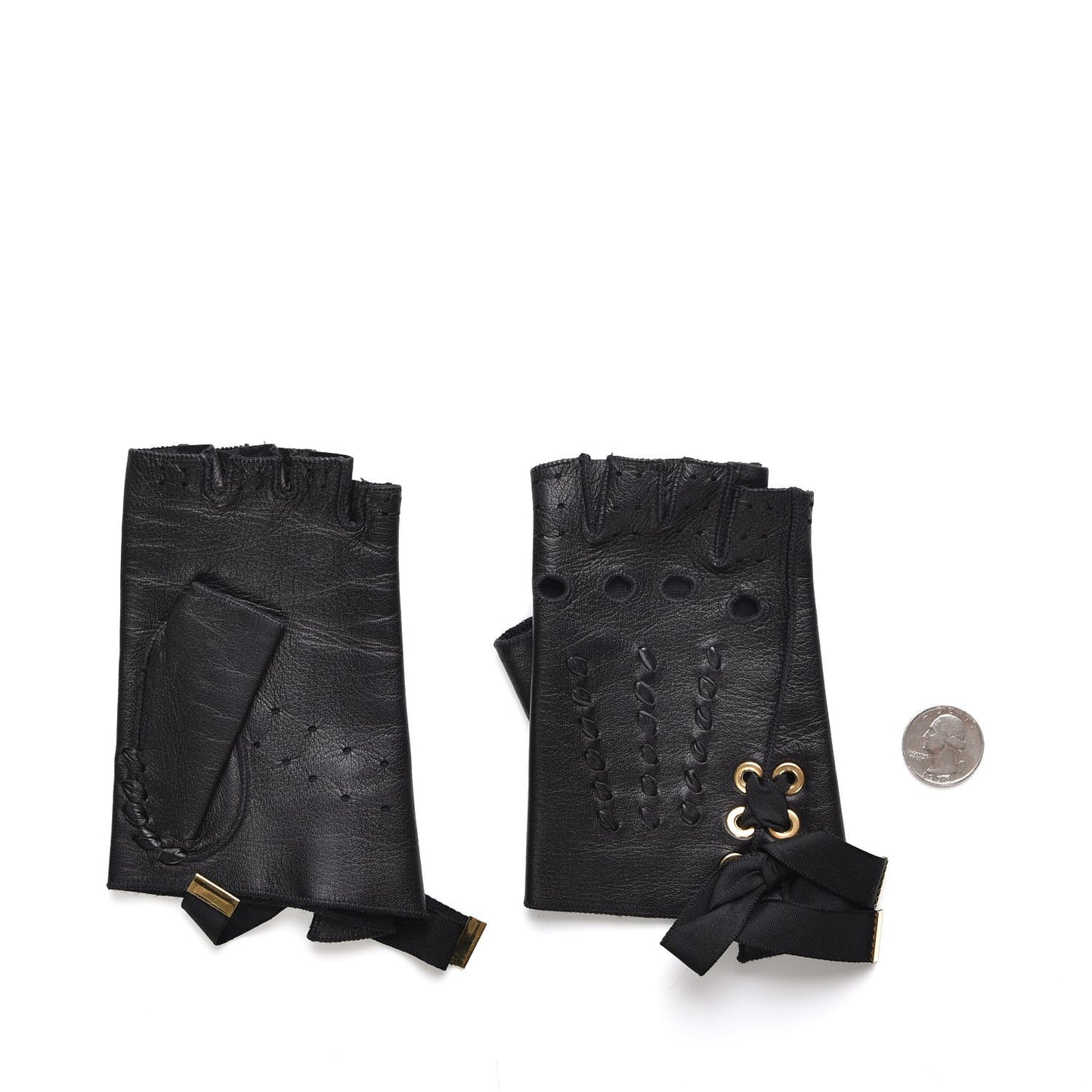 Lambskin Fingerless Gloves Black