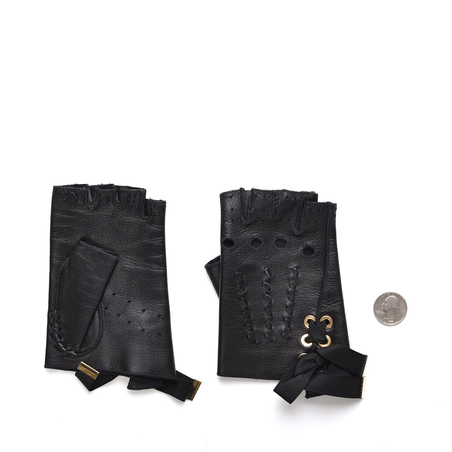 Louis Vuitton Lambskin Fingerless Gloves Black 2 of 5