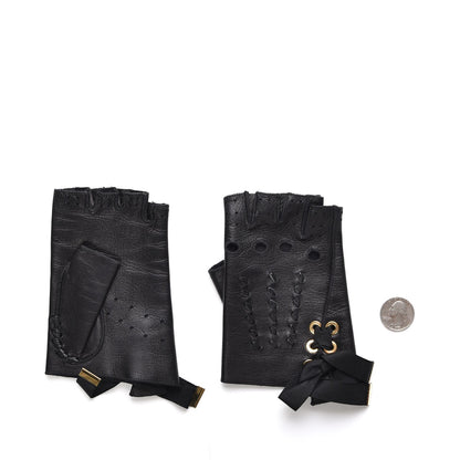 Louis Vuitton Lambskin Fingerless Gloves Black 2 of 5