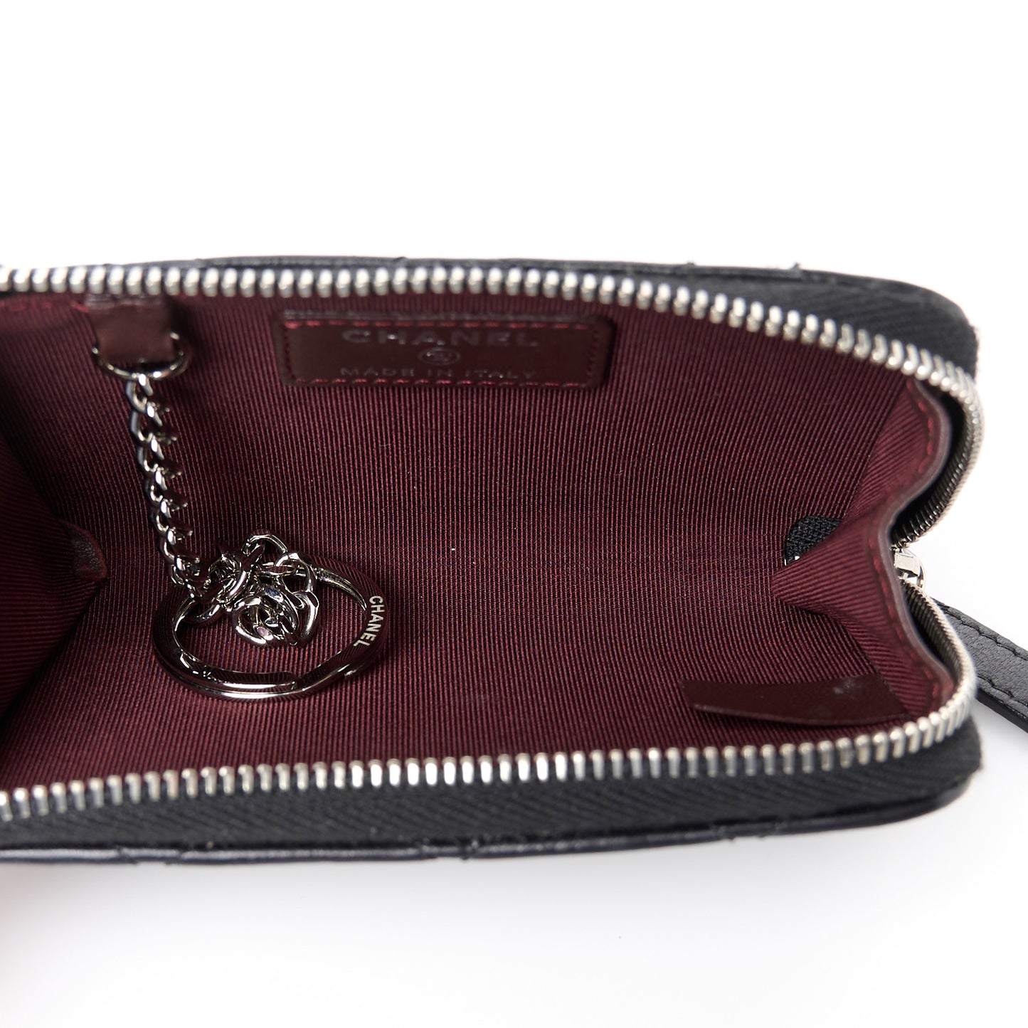 Lambskin Quilted Key Holder Case Black