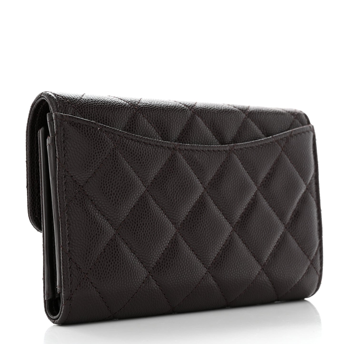 Caviar Quilted Medium Flap Wallet Dark Purple