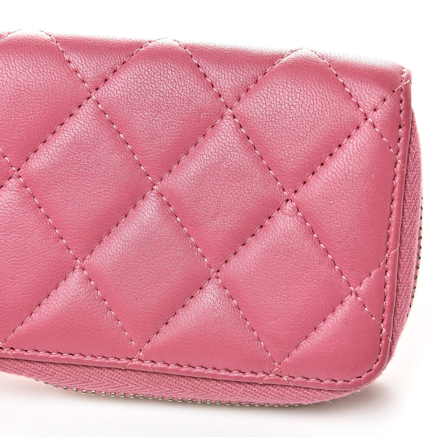 Chanel Lambskin Quilted Zip Around Coin Purse Wallet Pink 10 of 10
