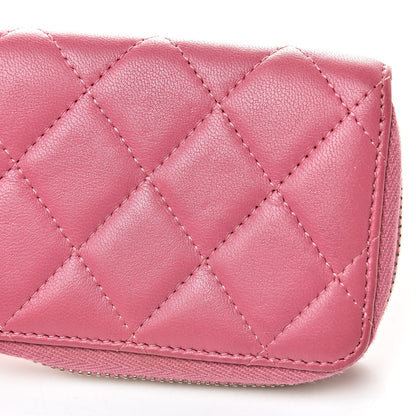 Chanel Lambskin Quilted Zip Around Coin Purse Wallet Pink 10 of 10