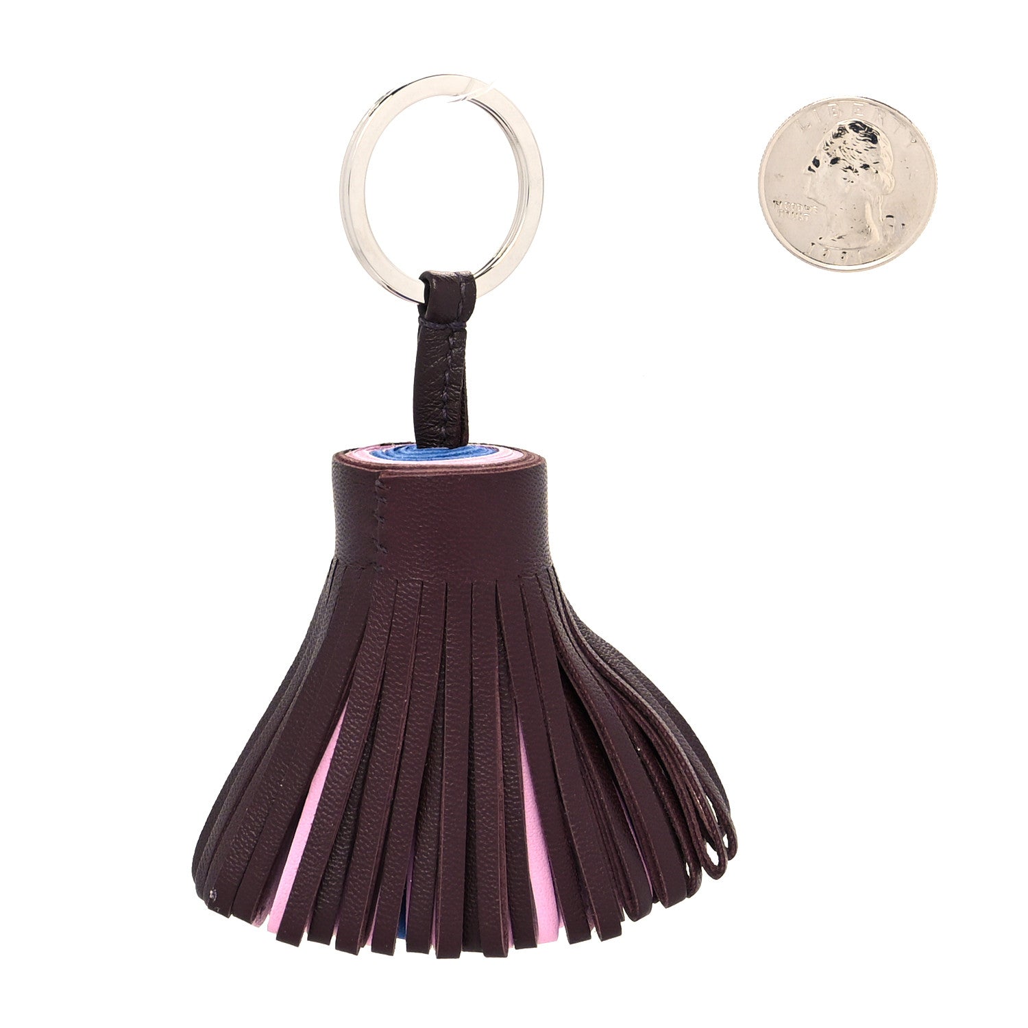 Hermes Lambskin Tri-Color Carmen Tassel Key Holder Rouge Sellier Mauve Sylvestre Bleu France 2 of 3