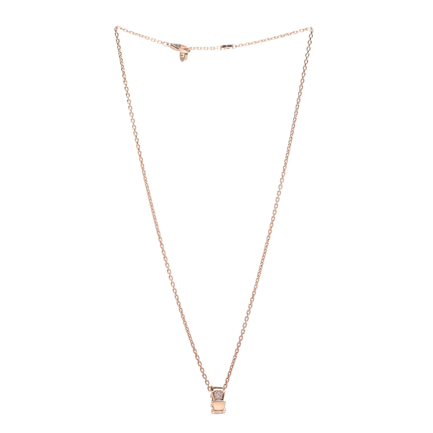 18K Rose Gold Diamond Serpenti Viper Pendant Necklace
