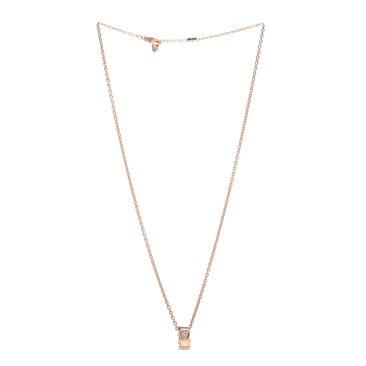 Bulgari 18K Rose Gold Diamond Serpenti Viper Pendant Necklace 3 of 5
