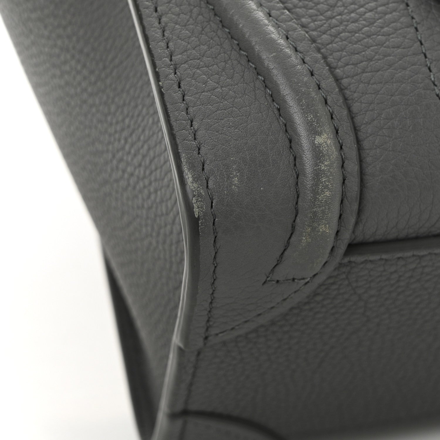 Celine Drummed Calfskin Nano Luggage Kohl 11 of 12
