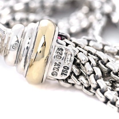 David Yurman Sterling Silver 18 Yellow Gold Diamond Multi Strand Station Necklace 4 of 4