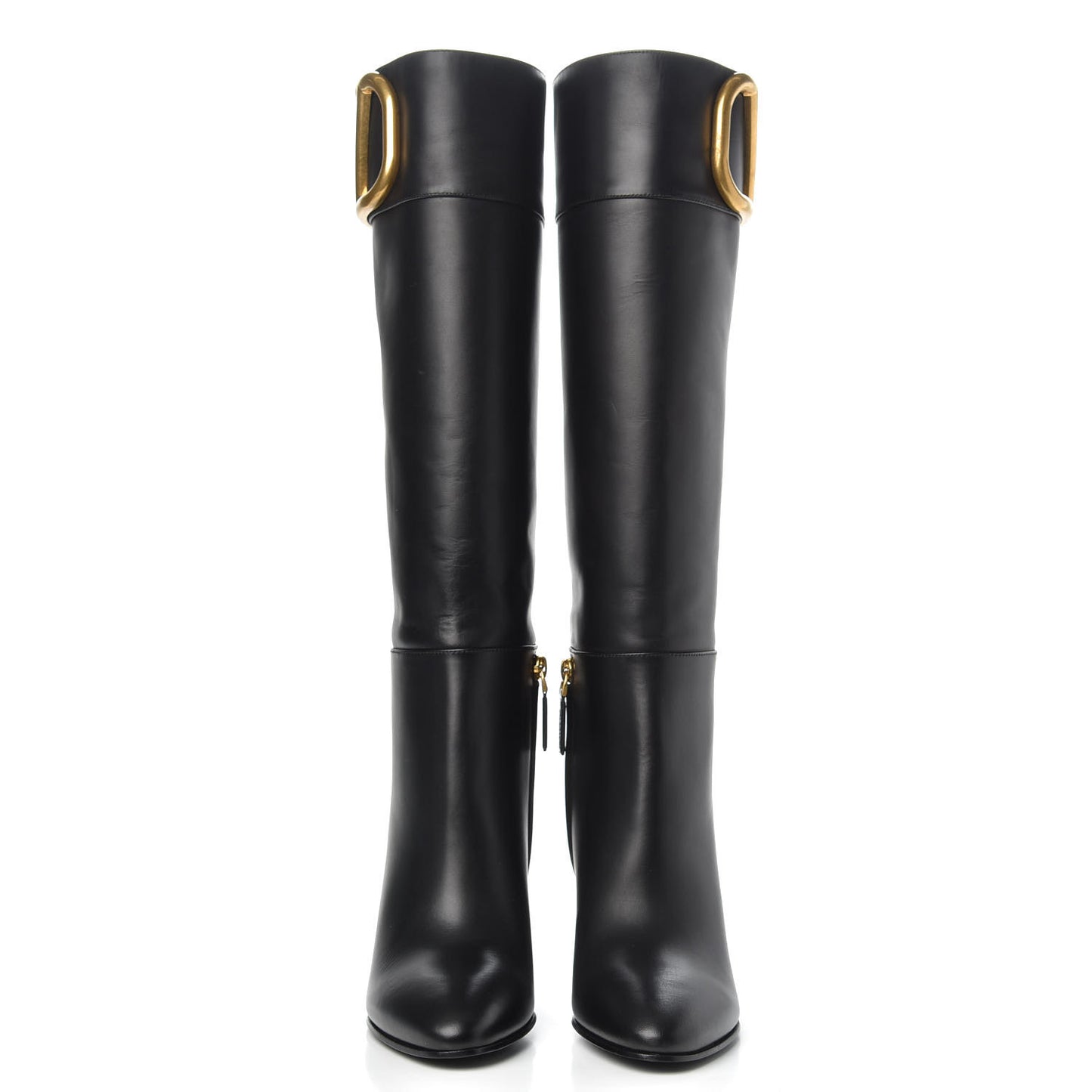 Calfskin VLOGO Knee High Boots 38 Black