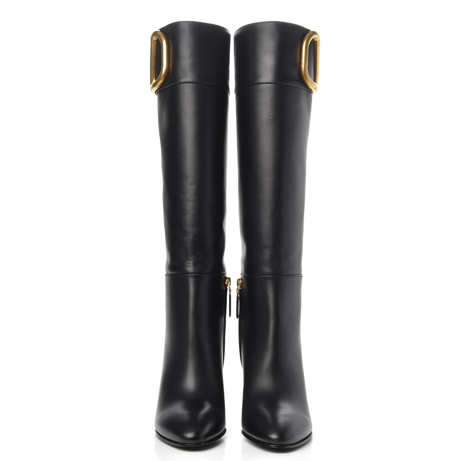 Valentino Garavani Calfskin VLOGO Knee High Boots 38 Black 2 of 7