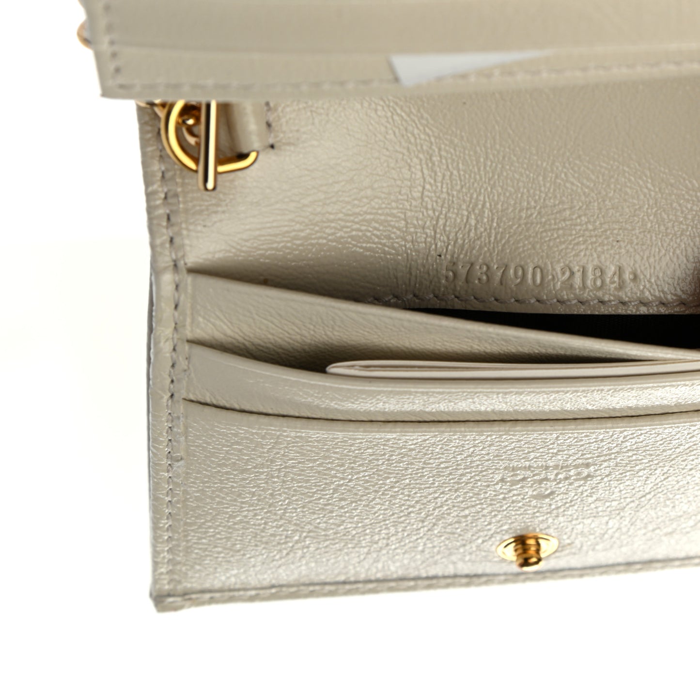 Calfskin Web Rajah Chain Card Case Wallet White