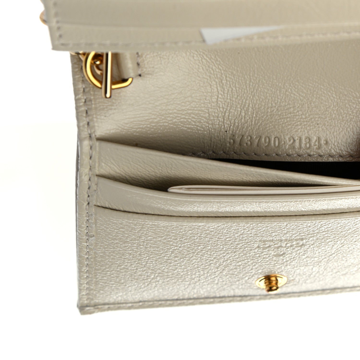 Gucci Calfskin Web Rajah Chain Card Case Wallet White 7 of 8
