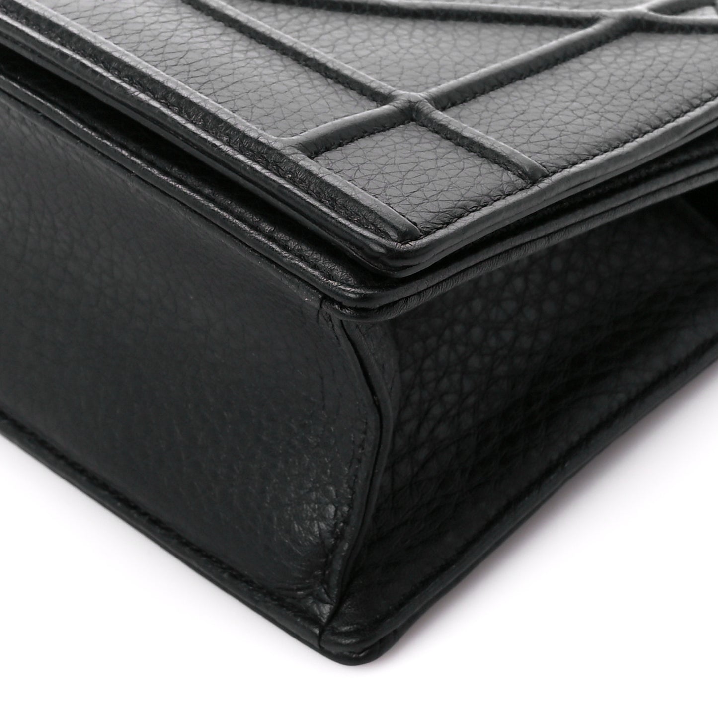 Grained Calfskin Small Diorama Flap Bag Black