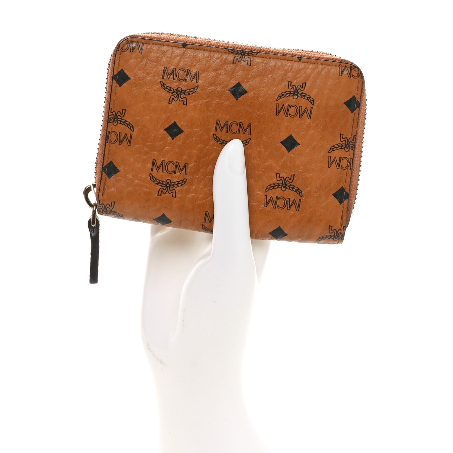 MCM Visetos Small Zip Around Wallet Cognac 1657409 – FASHIONPHILE