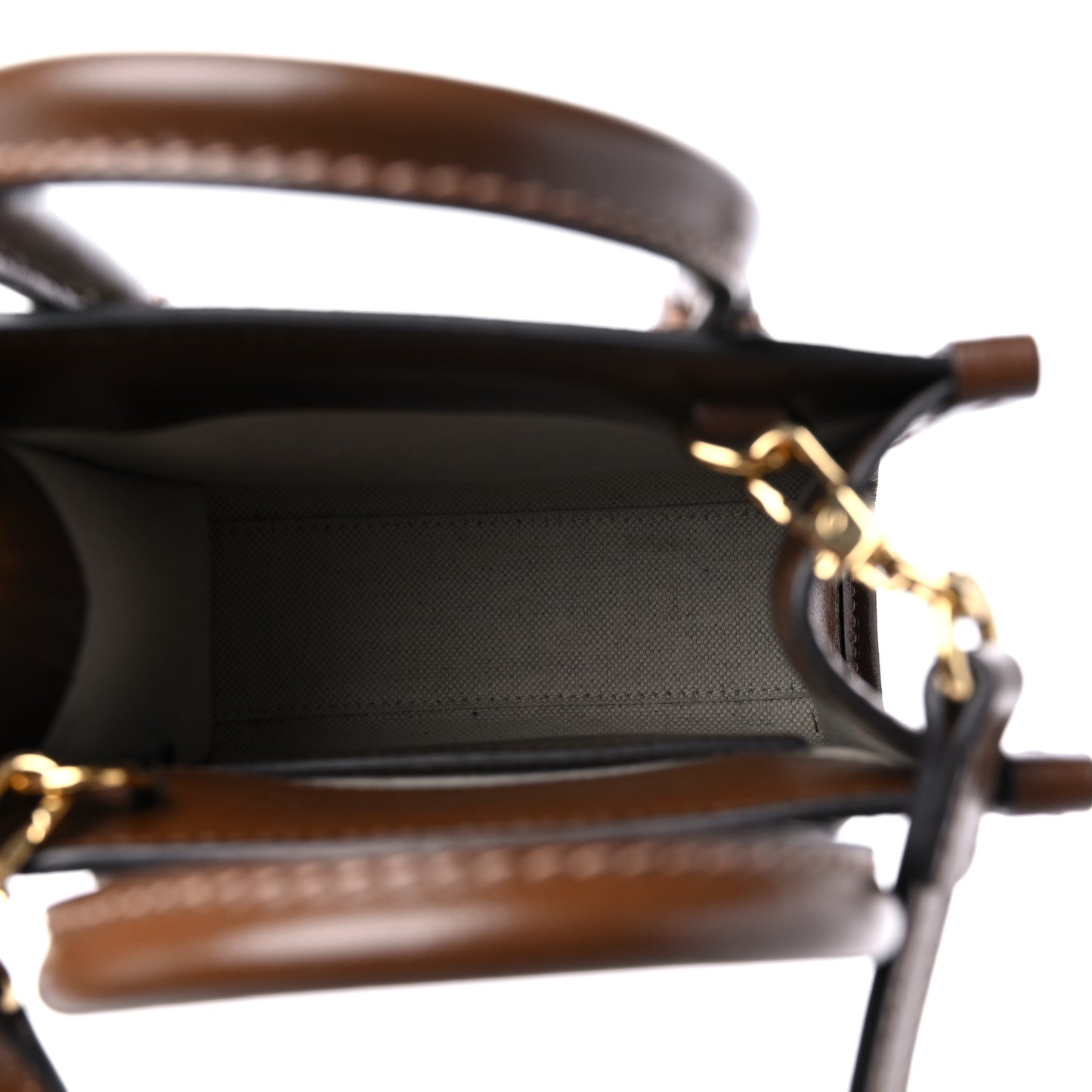 GG Supreme Monogram Azalea Calfskin Mini Retro Interlocking G Tote Bag Beige Ebony Brown Sugar