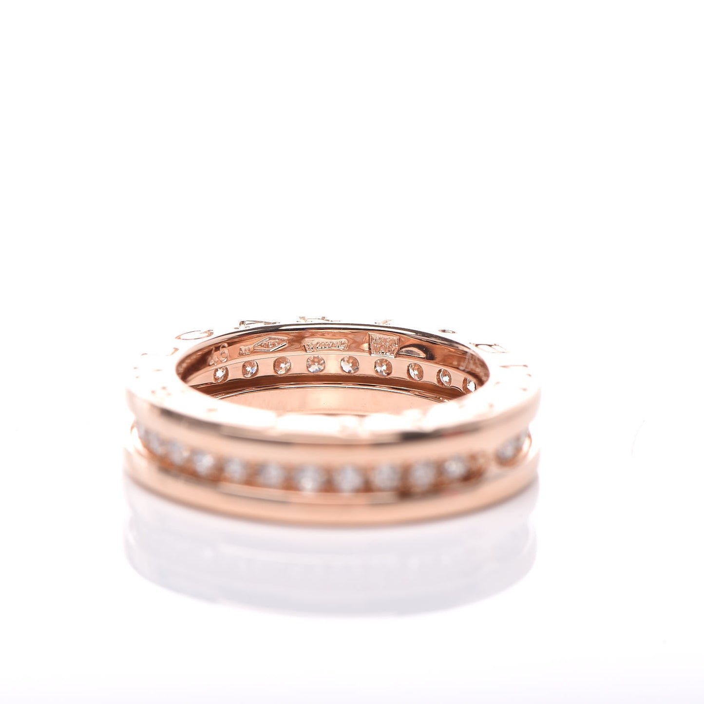 18K Rose Gold Diamond B.Zero1 One-Band Pave Ring 46 3.75