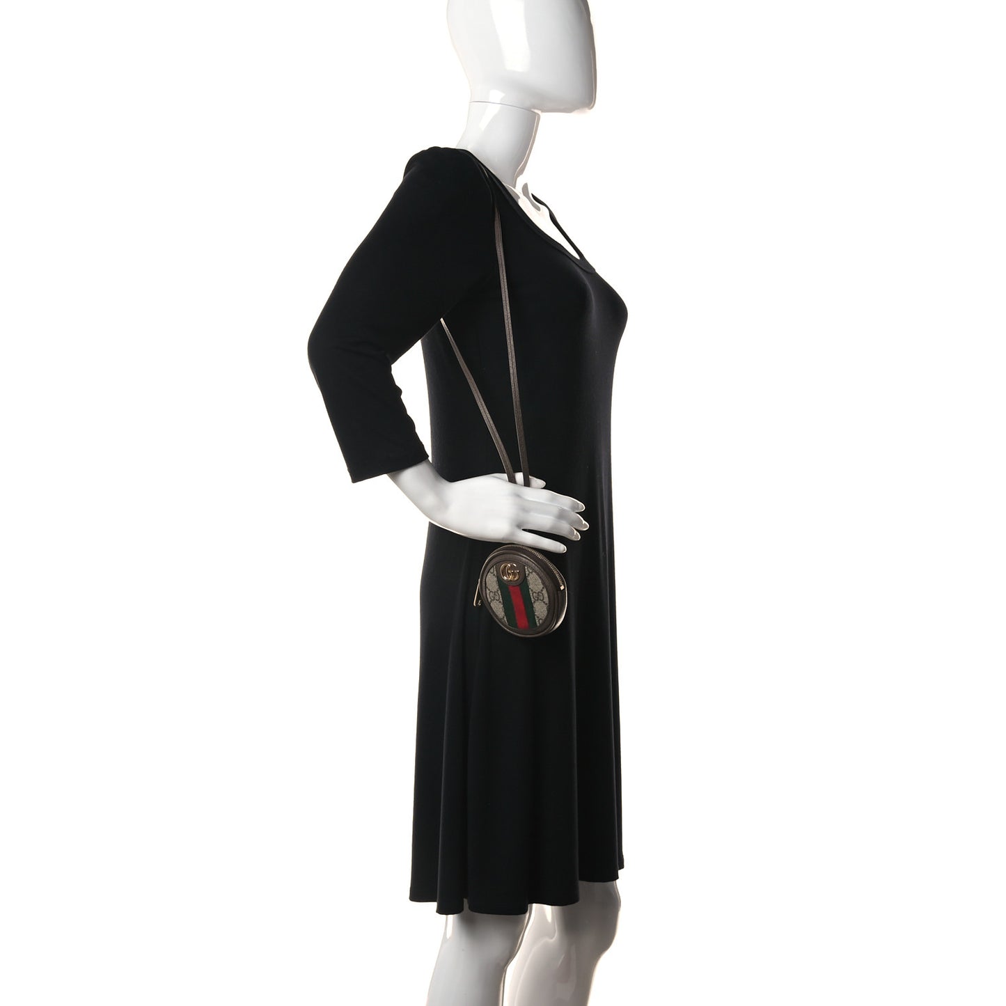 GG Supreme Monogram Web Mini Ophidia Round Bag Beige New Acero