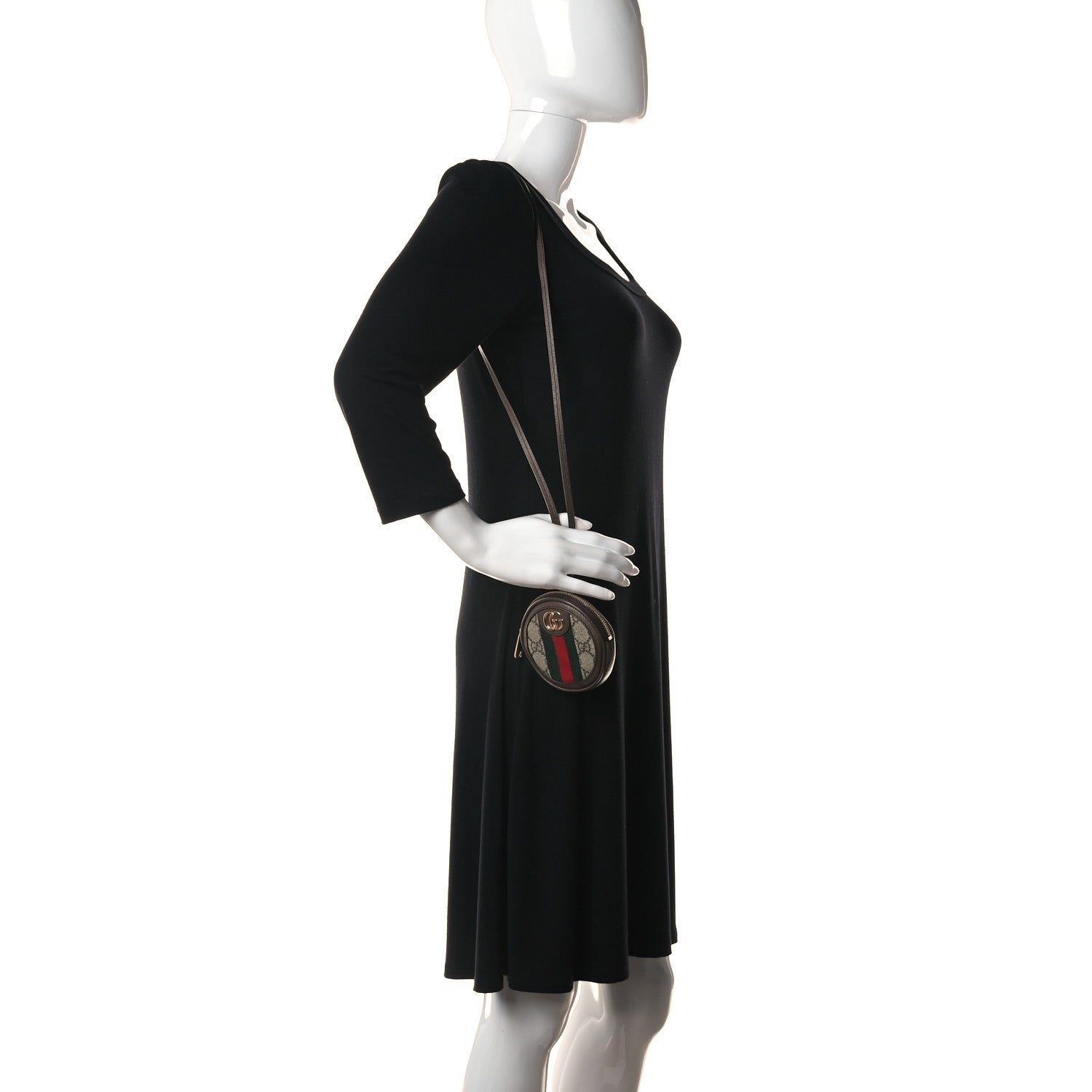 Gucci GG Supreme Monogram Web Mini Ophidia Round Bag Beige New Acero 3 of 8