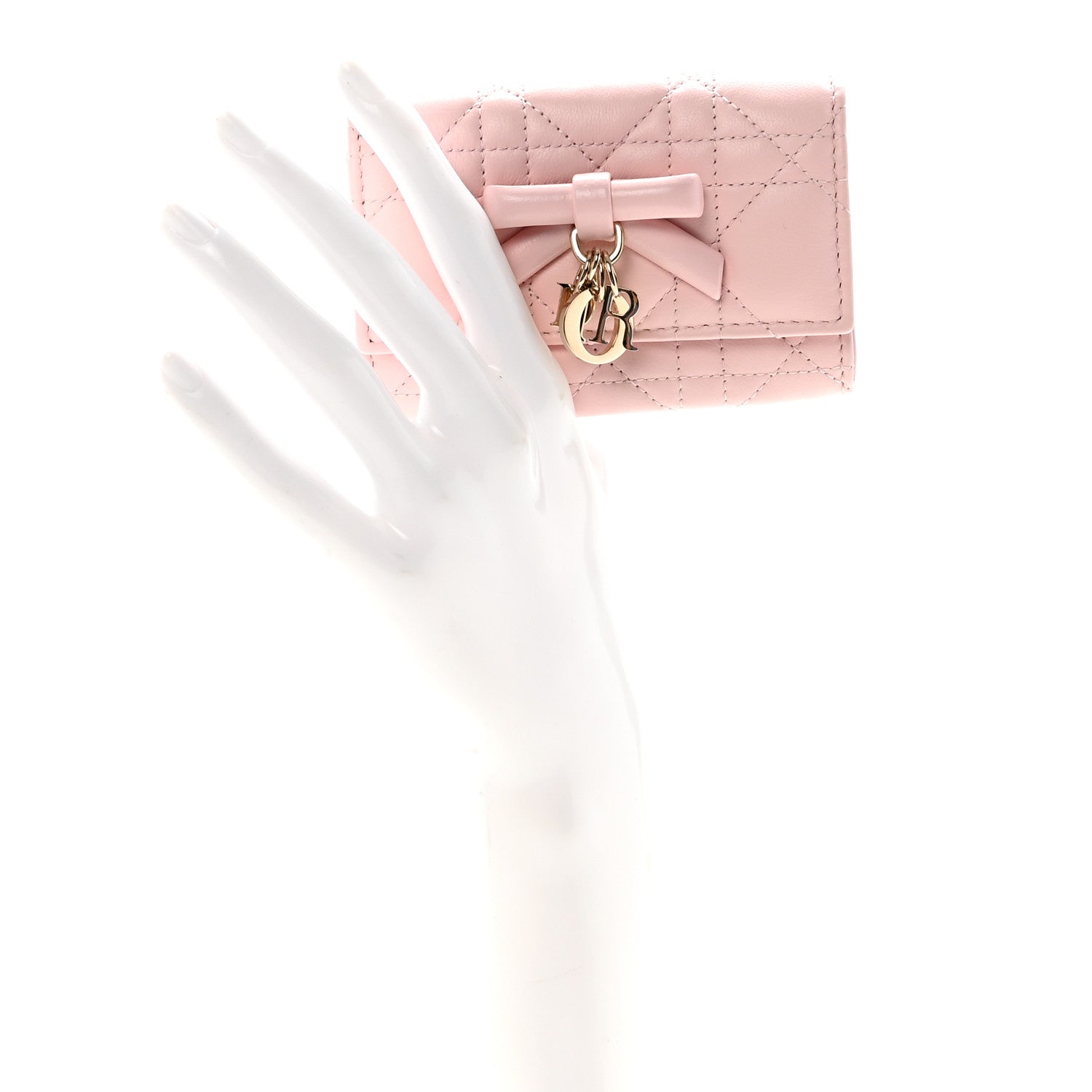 Christian Dior Lambskin Cannage Bow My Dior Glycine Wallet Rose Soupir 2 of 8