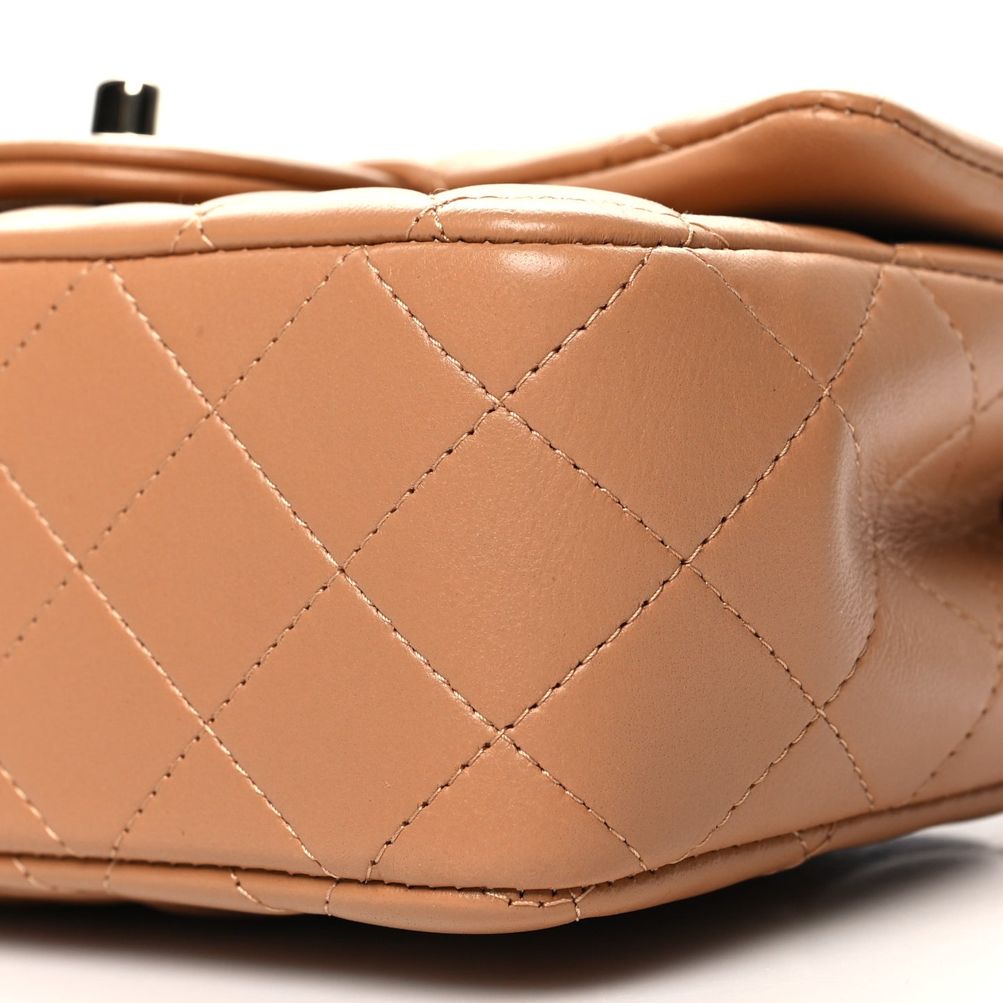 Lambskin Quilted Mini Top Handle Rectangular Flap Dark Beige