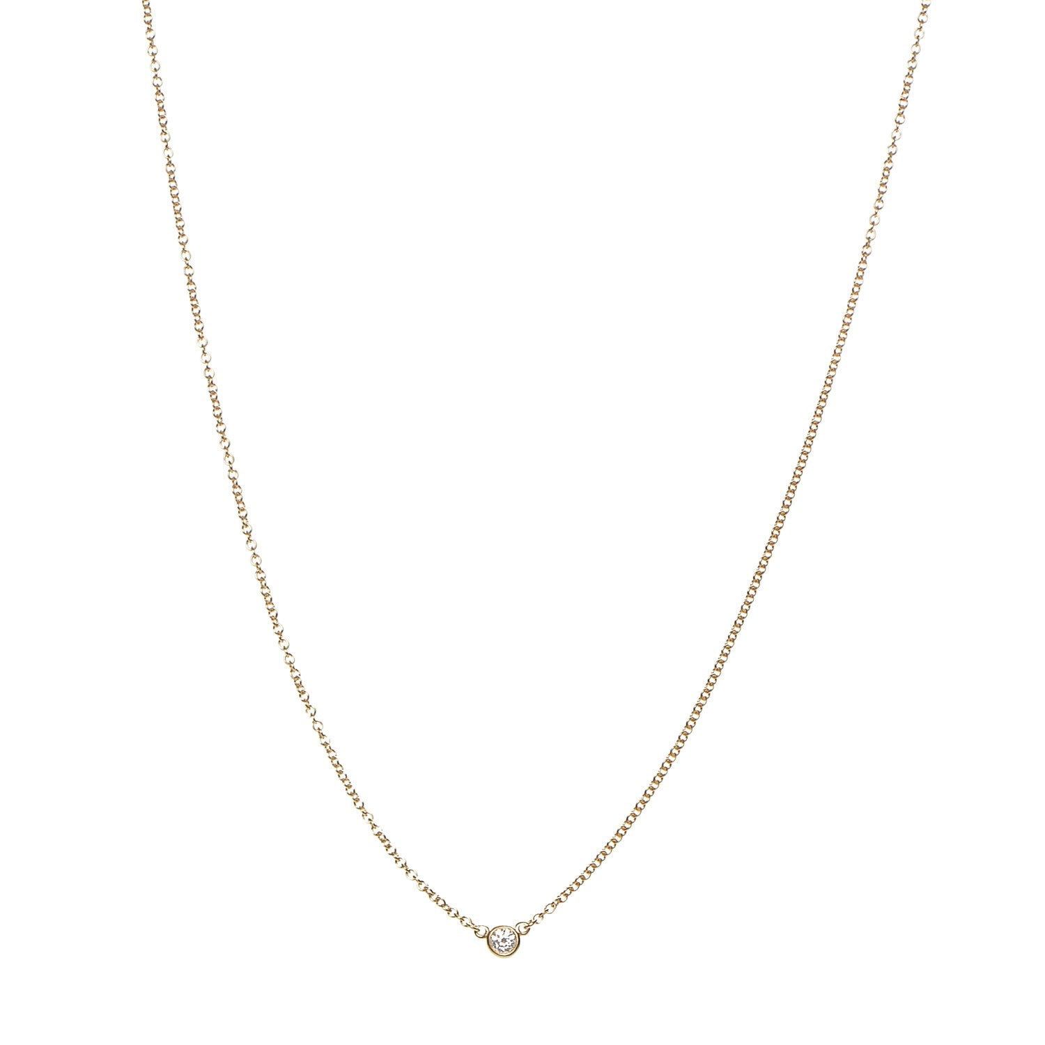 Tiffany 18K Yellow Gold Diamond .10ct Elsa Peretti Diamonds by the Yard Pendant Necklace 1 of 16