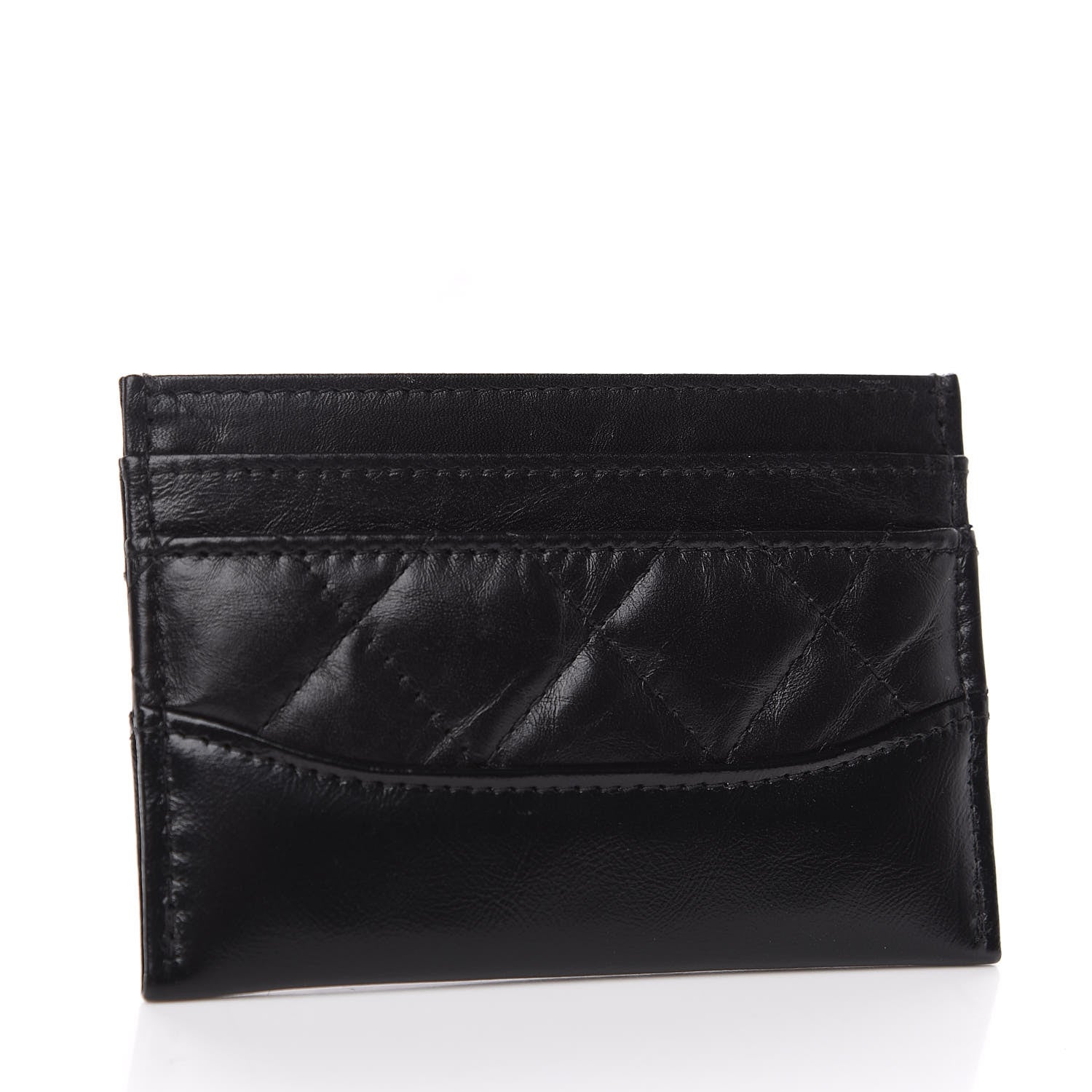 Chanel Aged Calfskin Quilted Gabrielle Card Holder Wallet So Black 2 of 8