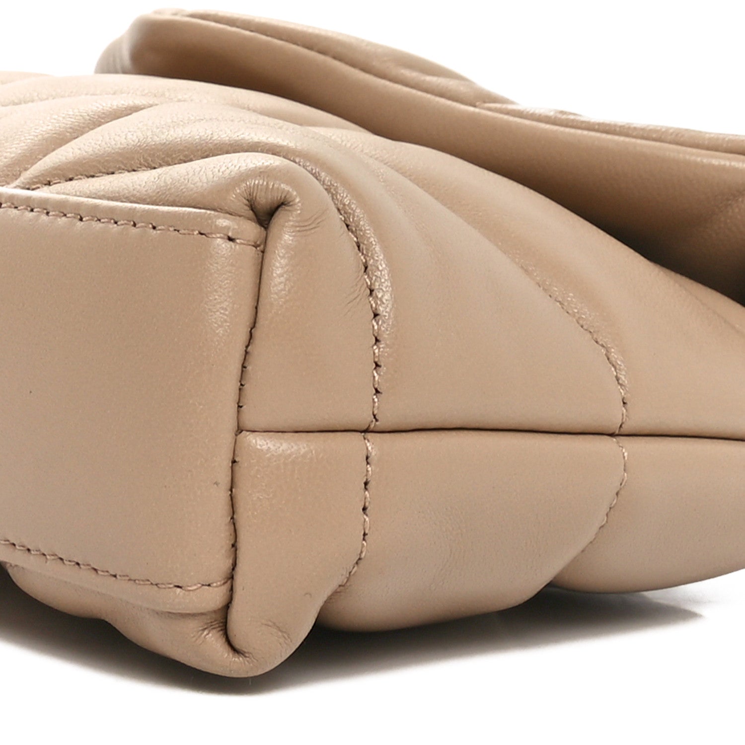 Saint Laurent Lambskin Monogram Loulou Puffer Pouch Clutch Dark Beige 10 of 10