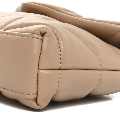 Saint Laurent Lambskin Monogram Loulou Puffer Pouch Clutch Dark Beige 10 of 10