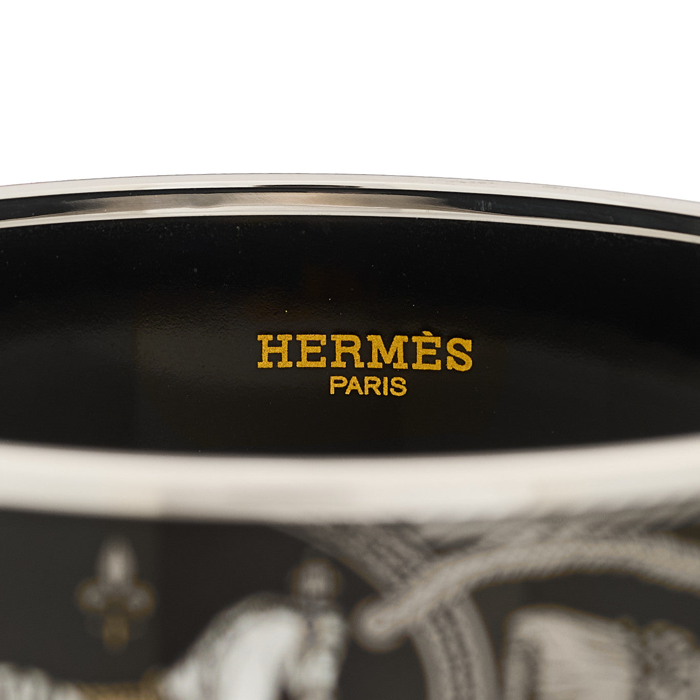 Hermes Enamel Printed Wide Grand Apparat Bracelet 65 Black 5 of 5