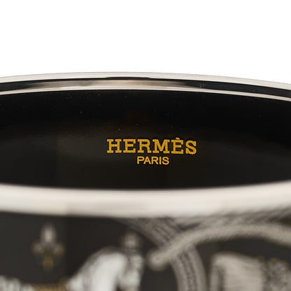 Hermes Enamel Printed Wide Grand Apparat Bracelet 65 Black 5 of 5