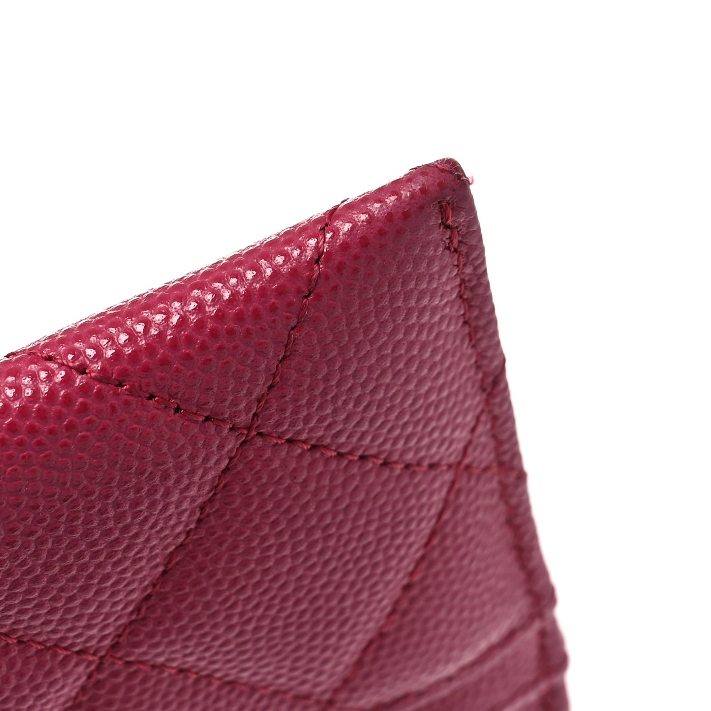 Caviar Quilted Card Holder Dark Pink