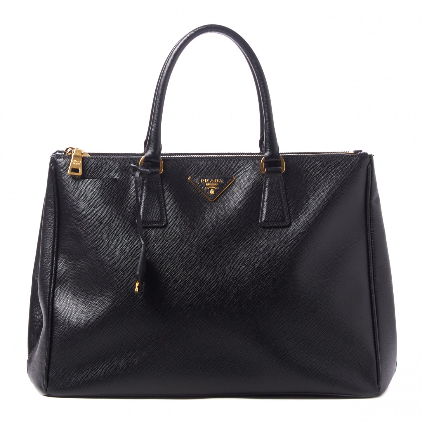 Saffiano Large Galleria Double Zip Tote Black