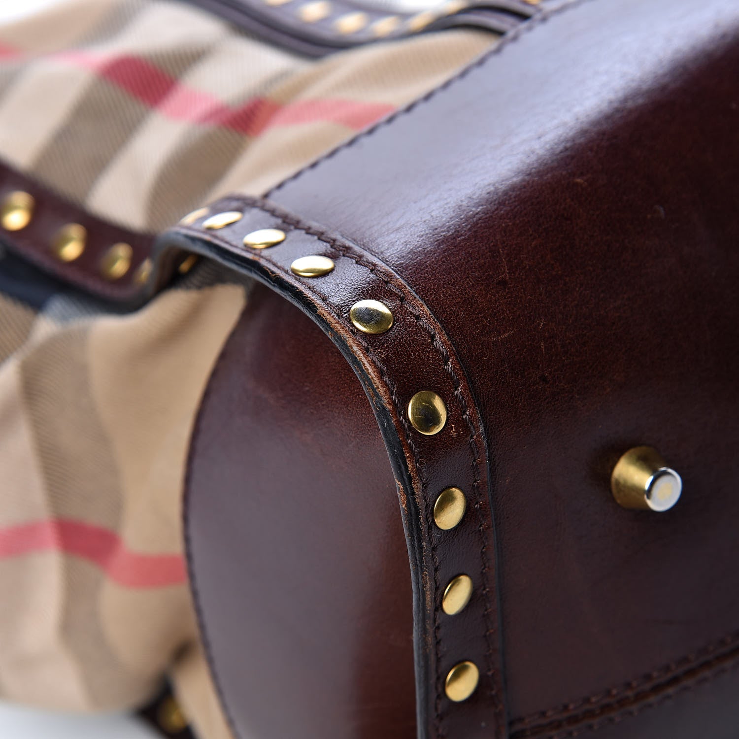 Burberry House Check Studded Large Greenham Tote Dark Tan 25 of 47