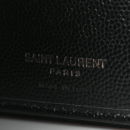 Saint Laurent Grain De Poudre Matelasse Chevron Monogram Monochrome Compact Zip Around Wallet Black 6 of 6