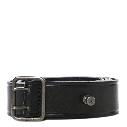 Saint Laurent Smooth Calfskin Square Buckle Belt 95 Black 1 of 10