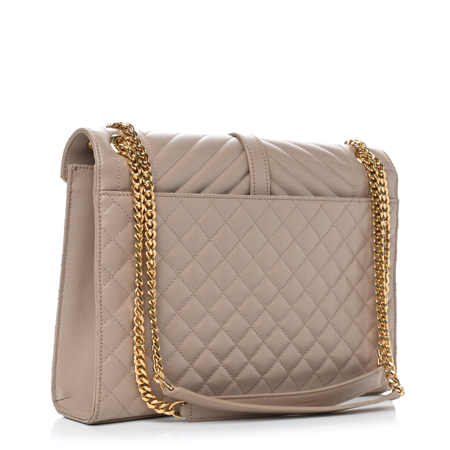 Grain De Poudre Large Tri-Quilt Monogram Satchel Dark Beige