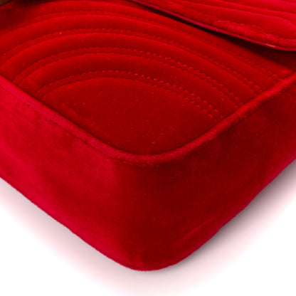 Gucci Velvet Matelasse Medium GG Marmont Shoulder Bag Hibiscus Red 11 of 12