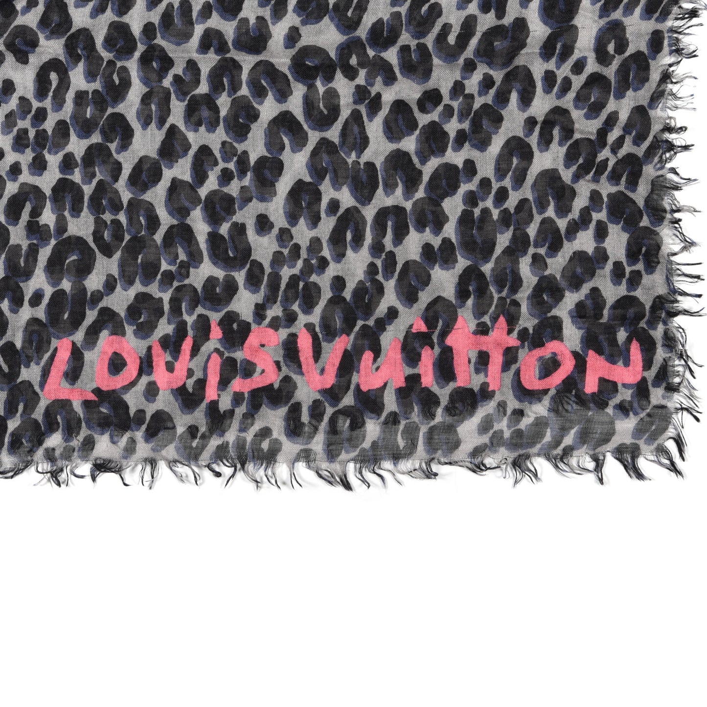 Cashmere Silk Leopard Etole Stole Grey