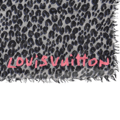 Louis Vuitton Cashmere Silk Leopard Etole Stole Grey 5 of 8