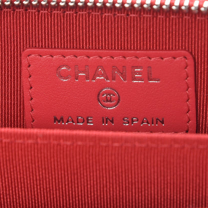 Chanel Caviar Chevron Quilted Zip Coin Purse Light Red 6 of 8
