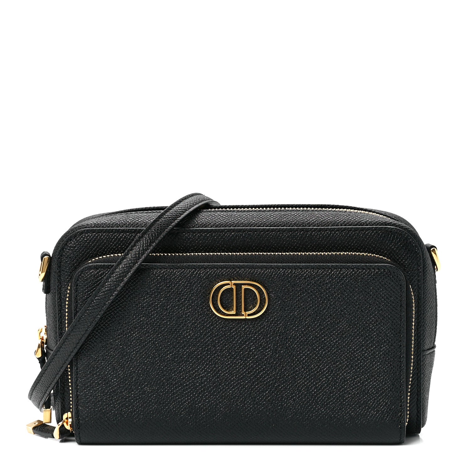 Christian Dior Grained Calfskin Caro Double Pouch Black 1 of 11