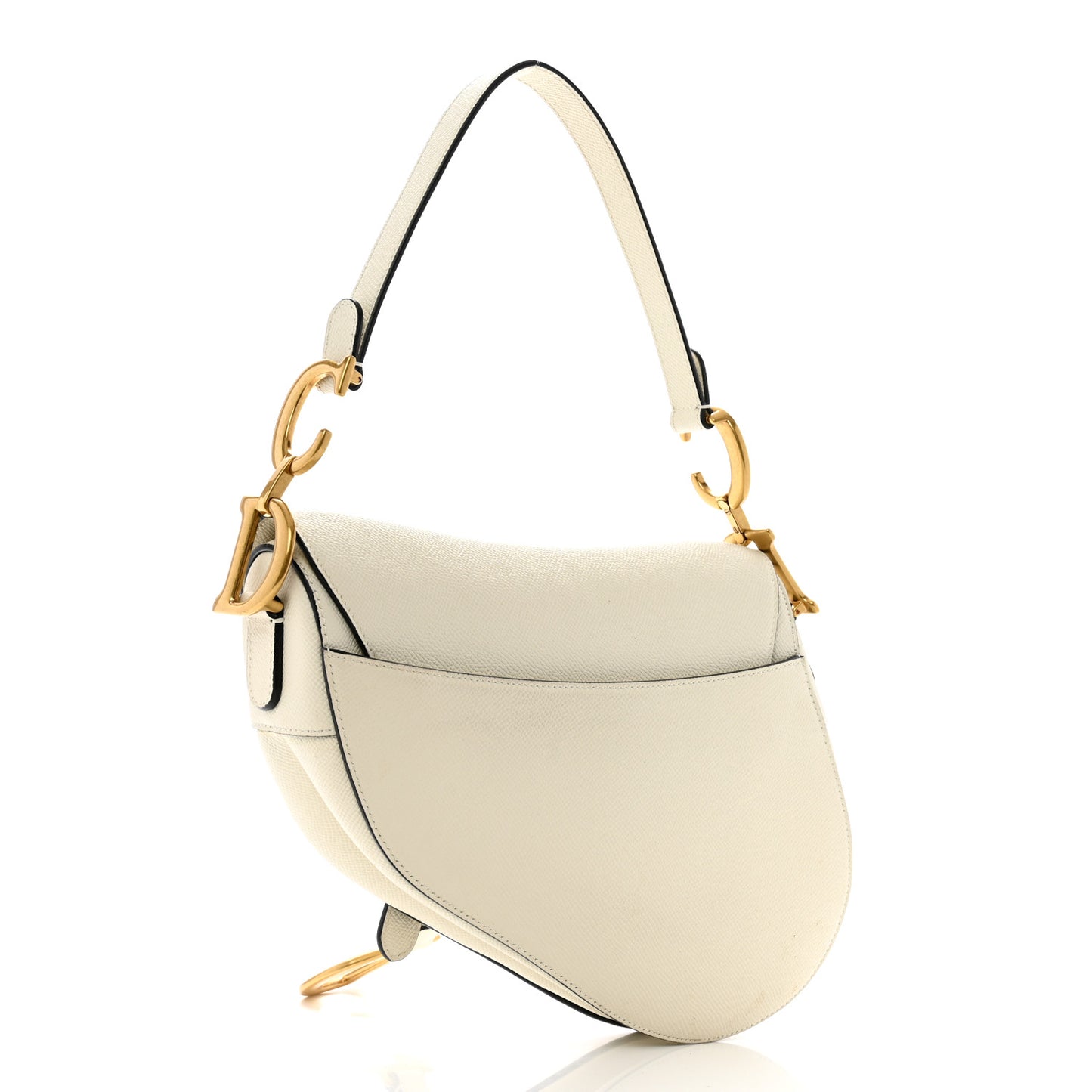 Grained Calfskin Saddle Bag White