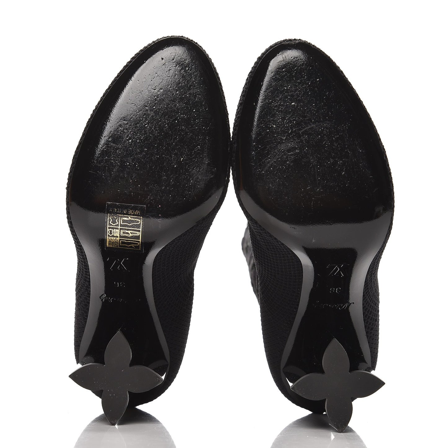 Monogram Stretch Fabric Silhouette Ankle Boots 36 Black