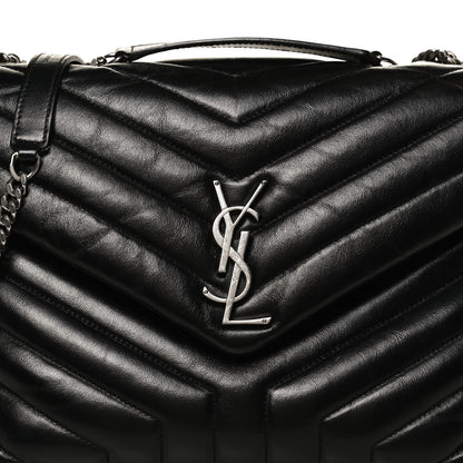Saint Laurent Calfskin Y Quilted Monogram Medium Loulou Chain Satchel Black 9 of 12