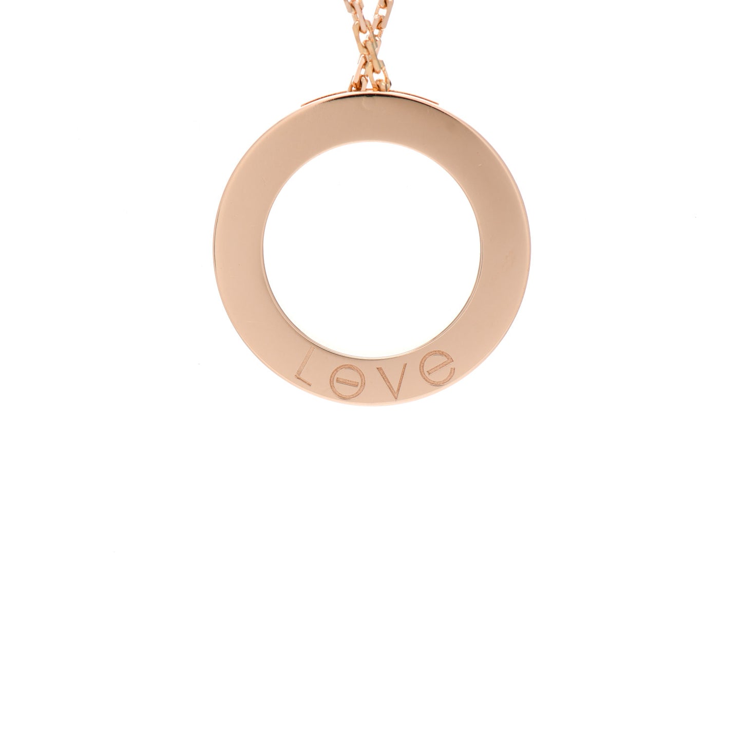 18K Pink Gold 3 Diamonds LOVE Pendant Necklace