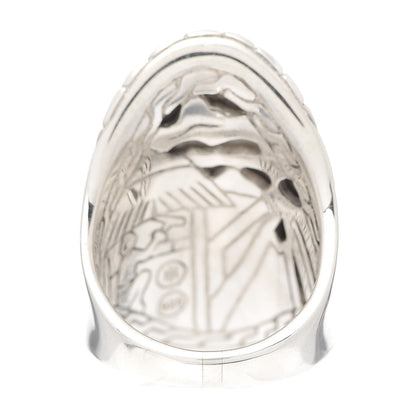 John Hardy Sterling Silver Classic Chain Hammered Oval Saddle Ring 56 7.5 4 of 5