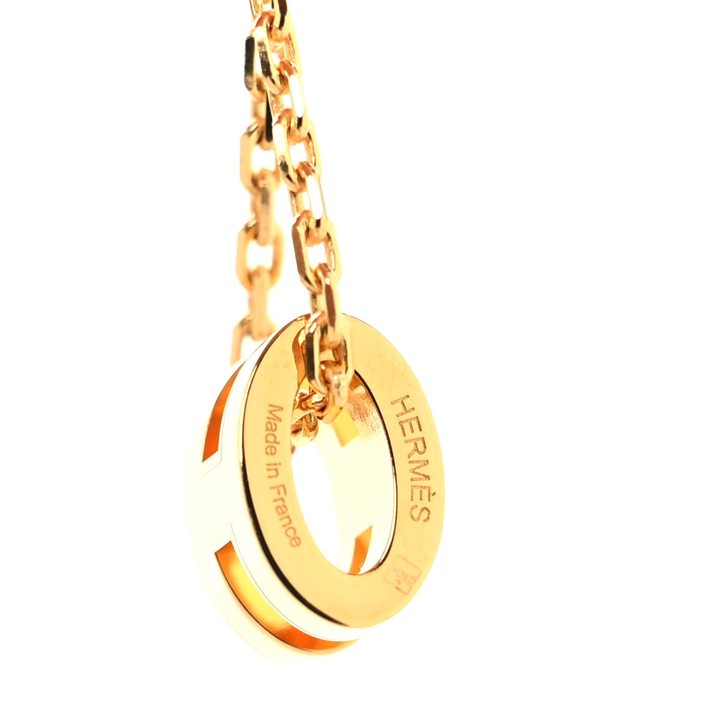 Lacquered Gold Mini Pop H Pendant Necklace White