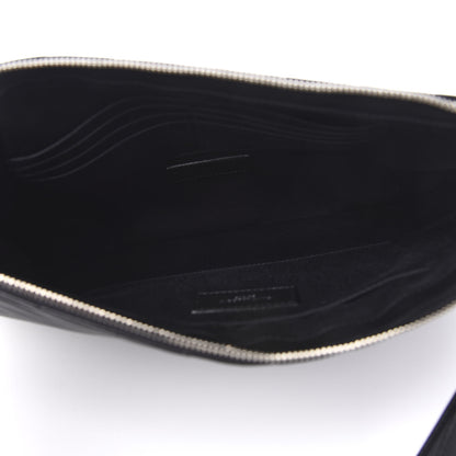 Saint Laurent Calfskin Matelasse Chevron Monogram Document Holder Black 5 of 8