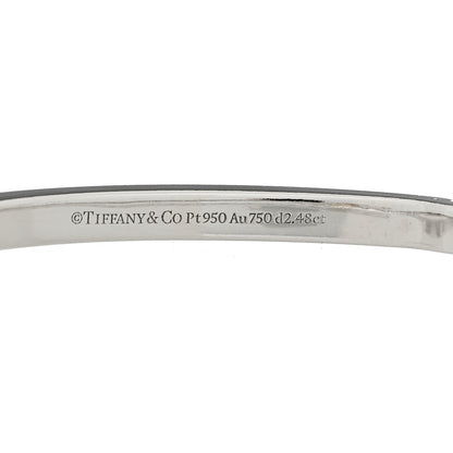 Tiffany Platinum 18K Yellow Gold Diamond Edge Hinged Bypass Bangle Bracelet 3 of 4